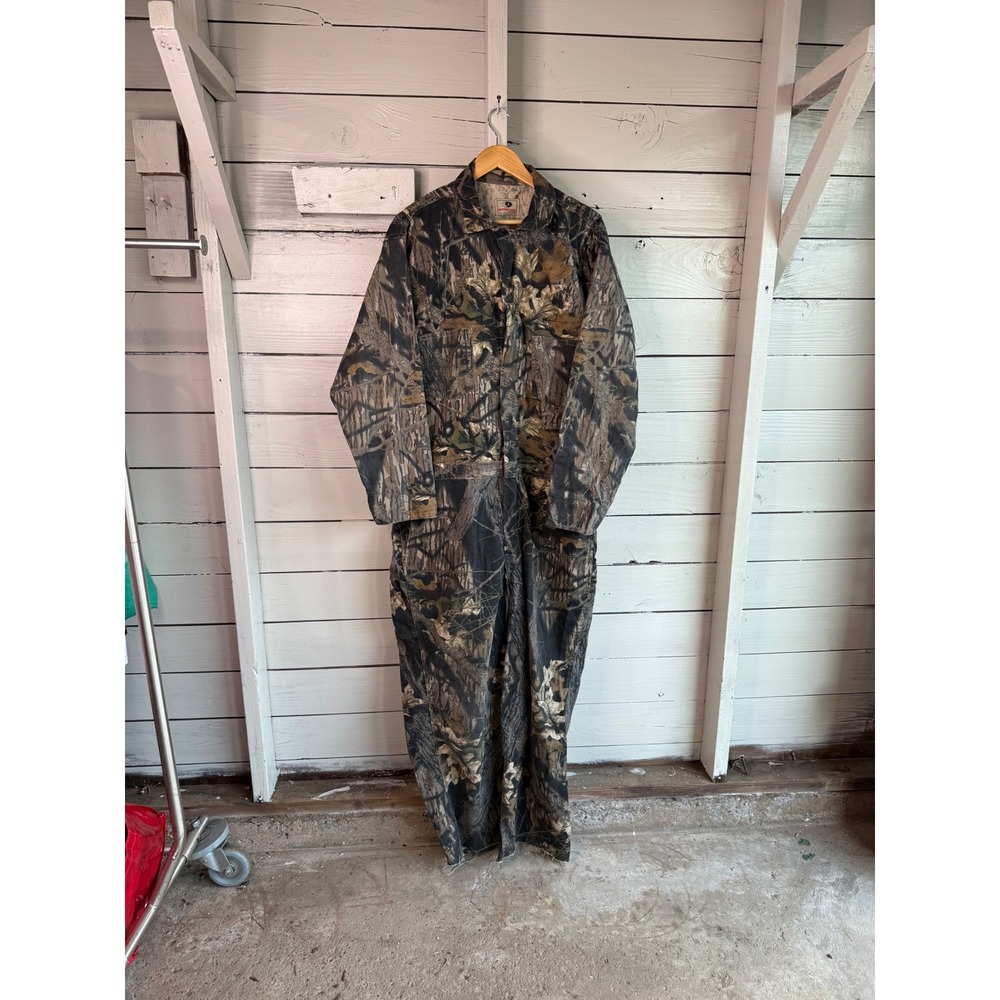 Mossy Oak Mens Camouflage Hunting Coveralls Full Zip Woodland Camo Jumpsuit